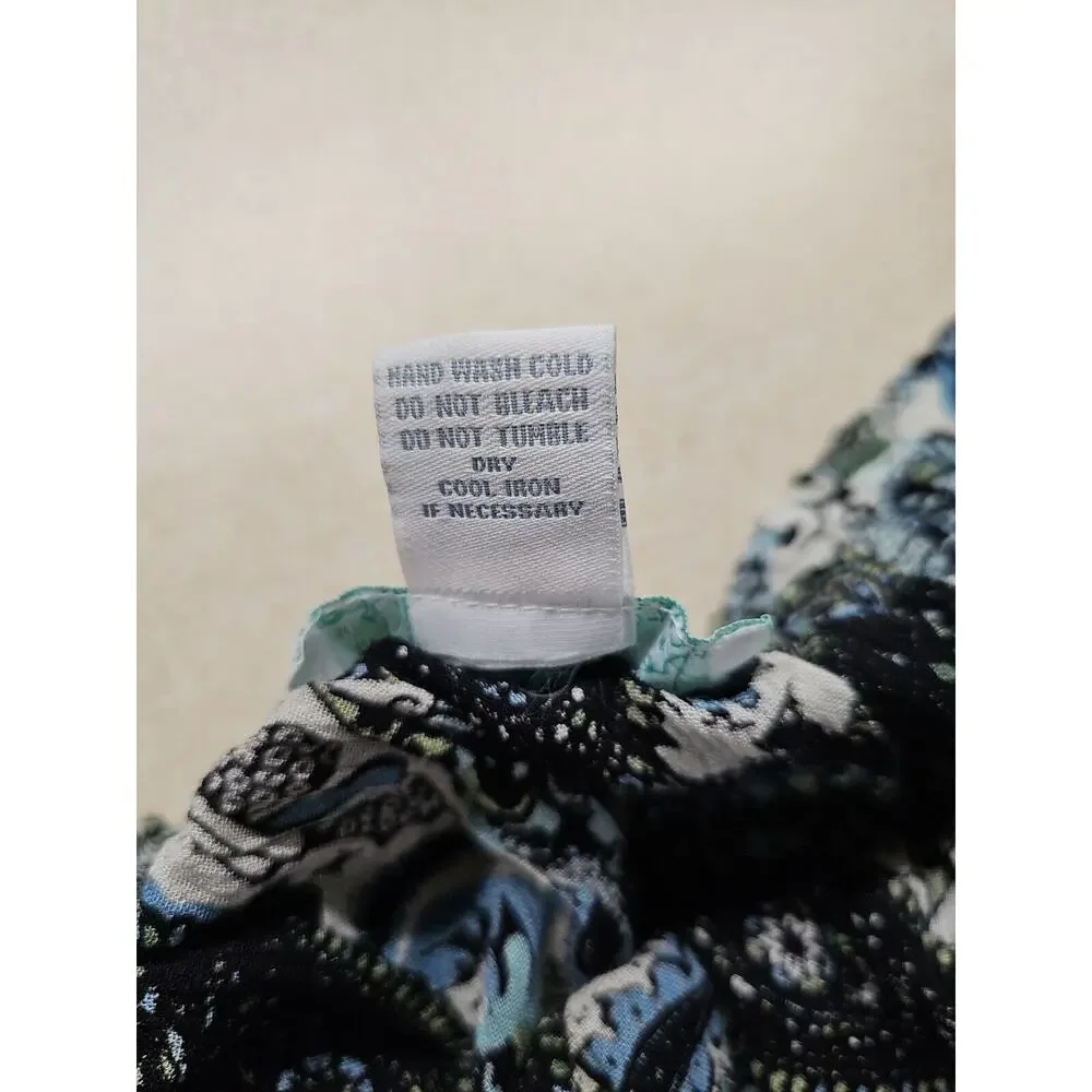 Vintage Japna Size Large Top and Medium Skirt Suit Paisley Boho Black Blue Green